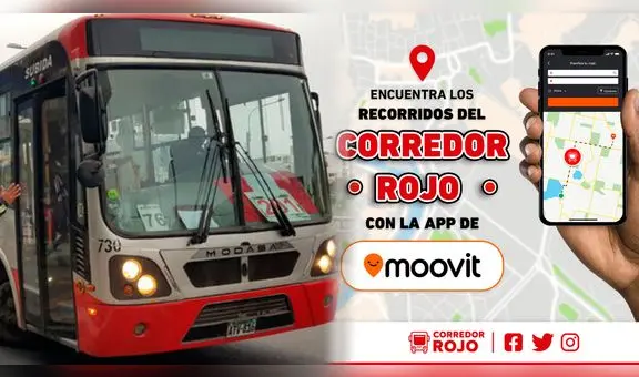 Corredor Rojo: ¿cómo usar el app Moovit para conocer paraderos, rutas y más sobre este transporte?