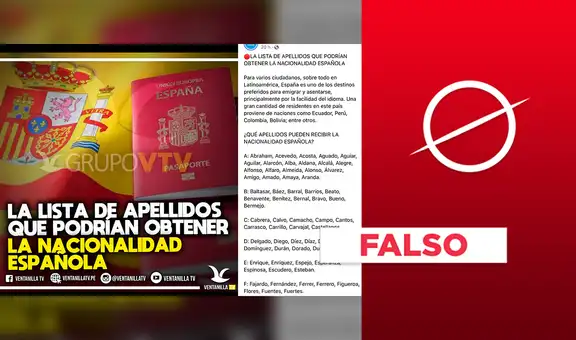 Es falsa la "lista de apellidos" para obtener la nacionalidad española