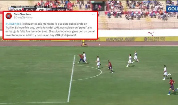 Cienciano denuncia ausencia de VAR ante Mannucci: "Nos ganan con un penal inventado"