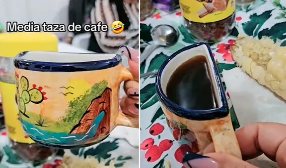 Mujer pide media taza de café y queda asombrada con peculiar recipiente: “Excelente servicio”