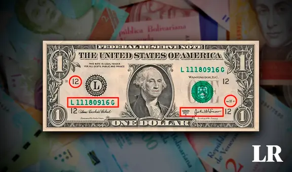 Este es el billete de 1 dólar, conocido como 'arcoíris', que puedes vender por más de Bs. 87 billones