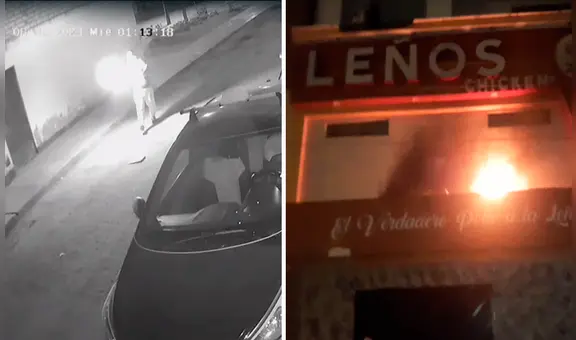 Callao: sujeto incendia pollería con bomba molotov por presunta extorsión para pago de cupos
