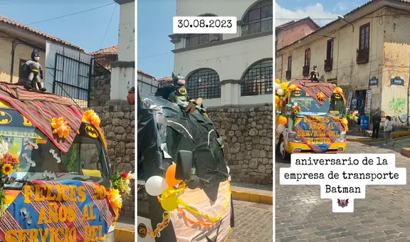 Empresa de transporte Batman celebra su aniversario y disfraza sus unidades del Hombre Murciélago