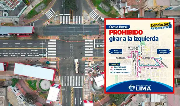 Municipalidad de Lima prohibirá girar a la izquierda en el óvalo Brasil: mira AQUÍ las rutas alternativas