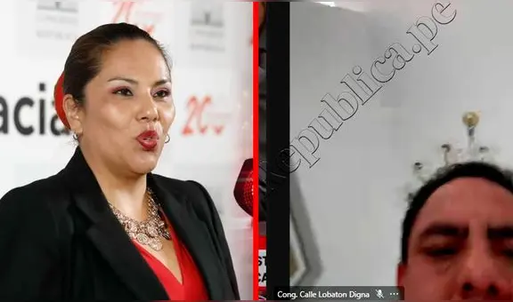 Se enciende cámara de congresista Digna Calle en el Pleno y en su lugar aparece su esposo Aron Espinoza