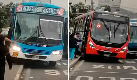 Buses en Lima suben vereda para ganar pasajeros y usuarios se asombran: "Llegar tarde no es una opción"