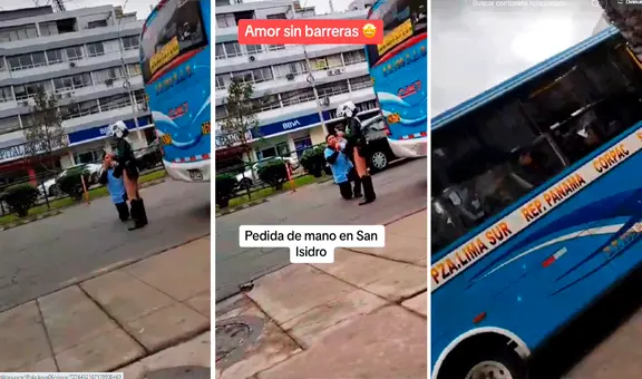 Cobrador peruano se arrodilla frente a policía en San Isidro para evitar papeleta y se vuelve viral