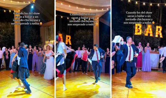 Animan a invitado de una boda a bailar y este los deja impactados con espectacular marinera