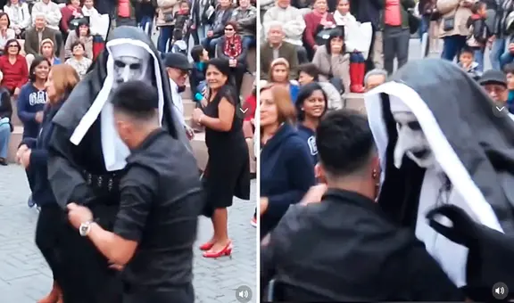 Artista se disfraza de ‘La monja’ y se luce bailando en parque Kennedy: “En Perú nunca te aburres”