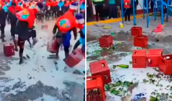 Danzantes no aceptaron resultados de concurso y rompieron botellas de cerveza en Huancayo