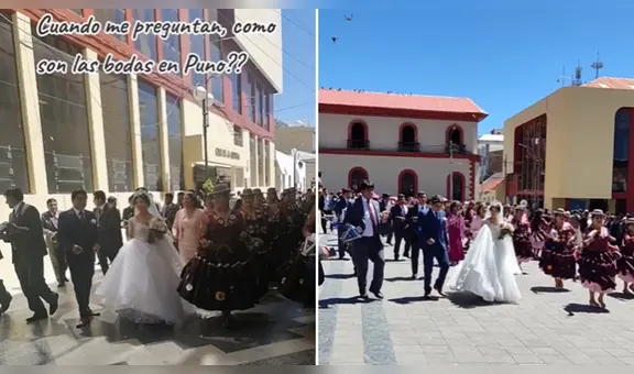 Pareja se luce con pasacalle de morenada tras contraer matrimonio en Puno: “¡Qué tal comparsa!”