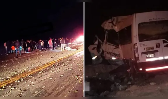 Arequipa: 10 muertos y 8 heridos tras choque frontal entre minivan y volquete en Vítor