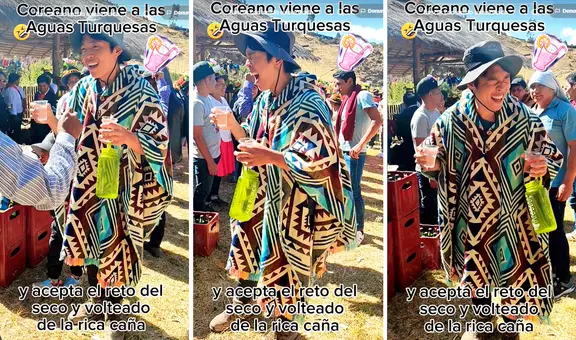 Coreano acepta reto 'seco y volteado' de caña y peruanos reaccionan: “Con eso va a hablar hasta quechua”