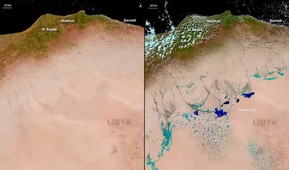 Tormenta en desierto africano deja lagos visibles desde el espacio