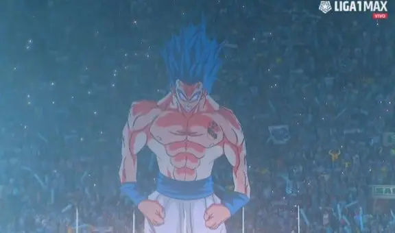 ¡Gogeta celeste! Hinchas de Cristal desplegaron gran imagen de Dragon Ball ante Universitario