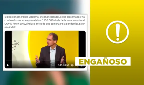 El CEO de Moderna no dijo que ya se contaba con “100.000 dosis de la vacuna COVID-19” antes de la pandemia