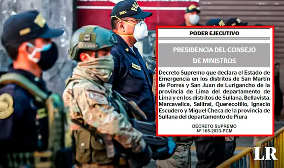 ¿Qué dice el decreto que declara en estado de emergencia SJL, SMP y Sullana en Piura?
