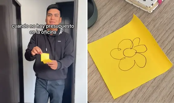 Joven dibuja FLORES en post-it amarillo y los regala en su trabajo: “Sobra la creatividad”