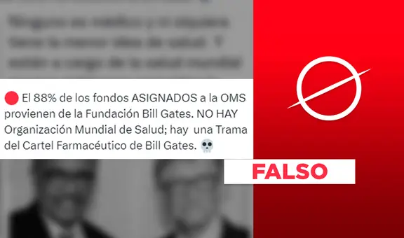 No, el 88% de los fondos que recibe la OMS no provienen de la Fundación Bill Gates