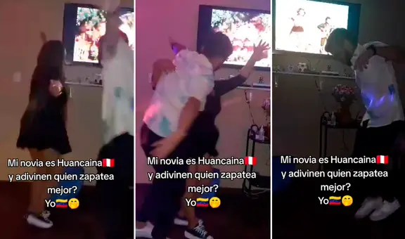 Joven de Venezuela baila con su novia de Perú al ritmo de huayno: "¿Quién zapatea mejor?"