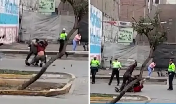 Extranjeros se enfrentan a machetazos en plena vía pública de Santa Anita