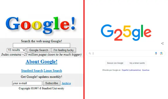 Google cumple 25 años: así fue el cambio del buscador más popular a lo largo de su historia