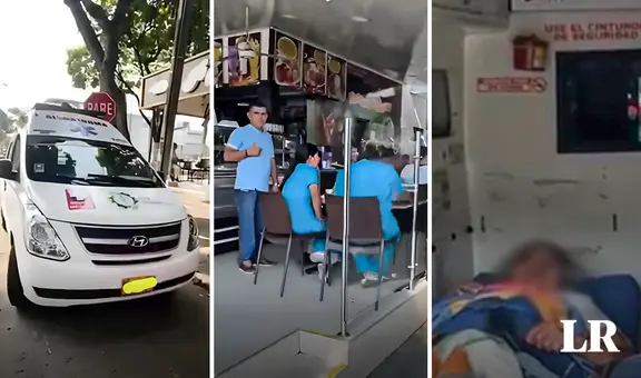 Captan a paramédicos desayunando en juguería mientras paciente espera en ambulancia en Colombia