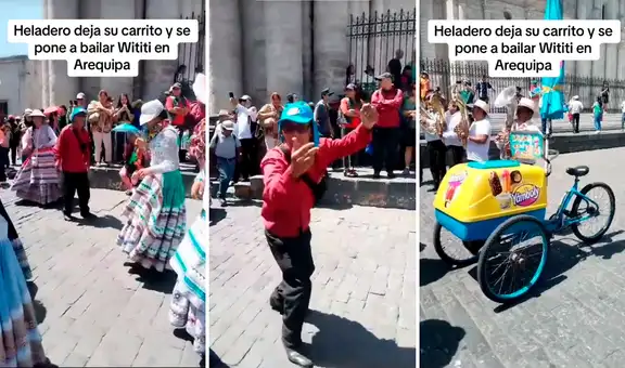 Heladero se pone a bailar en festival de AREQUIPA y olvida su carretilla: “Lleva en las venas el wititi”