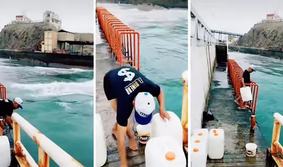 Ciudadano llega hasta playa de Arequipa para llevar agua de mar a Bolivia: "Tenemos pedidos"