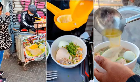 Emprendedor peruano la rompe con venta de CALDO DE GALLINA en calle de CHILE