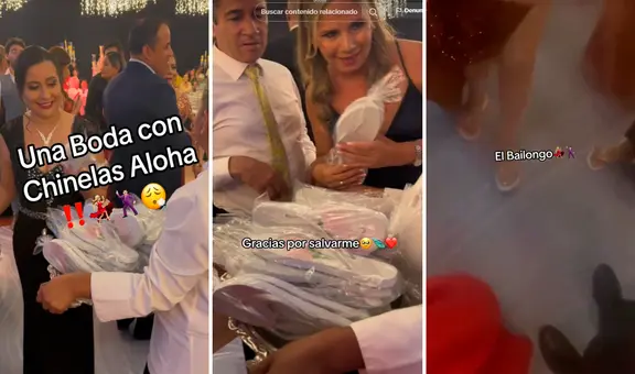 Novios entregan sandalias a invitadas para que bailen hasta el amanecer: “Fuera tacones”