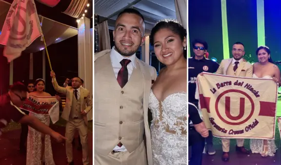 Peruana sorprende a su esposo con barra de la 'U' en el día de su boda: hinchas cremas de corazón