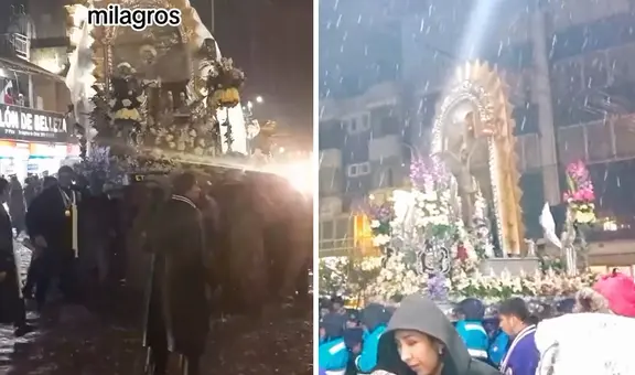 Fieles del Señor de los Milagros continuaron con procesión pese a intensas lluvias y rayos en Puno