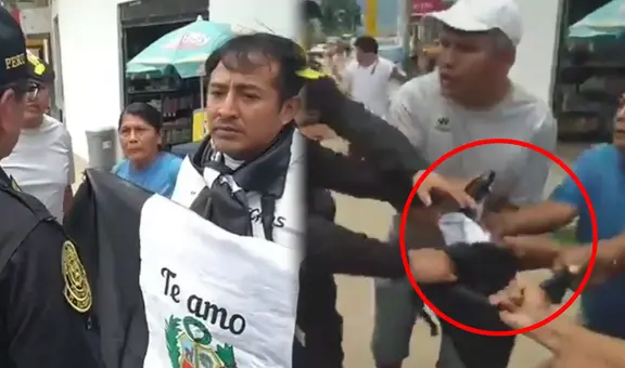 Junín: jefe policial arrancó bandera de luto a ciudadano que protestaba por llegada de Boluarte