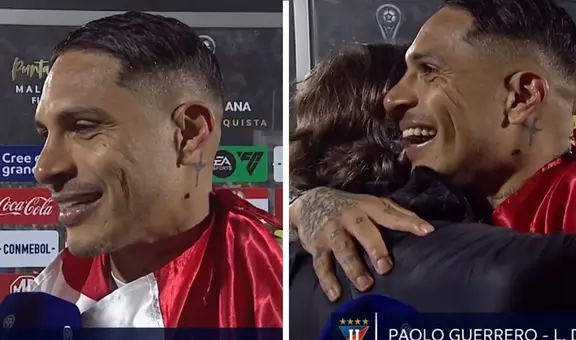 DT de LDU irrumpe en entrevista para darle emotivo abrazo a Guerrero tras ganar Sudamericana