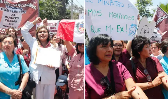 Personal de salud protesta y se saca sangre en exteriores del Minsa por insuficiente aumento salarial