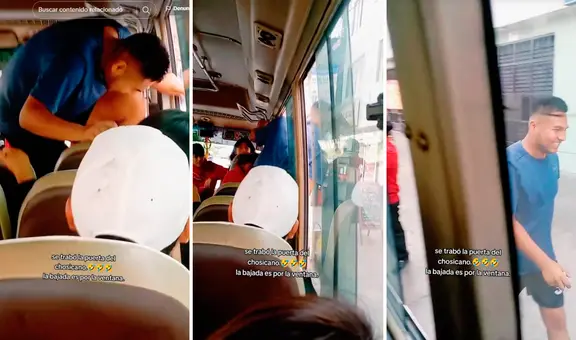 Pasajero de Chosicano utiliza ventana para bajar del bus tras fallo de la puerta: "En Perú no te aburres”