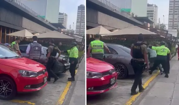 El instante en que la policía rompe las lunas del auto del hombre que asesinó a mujer en Miraflores