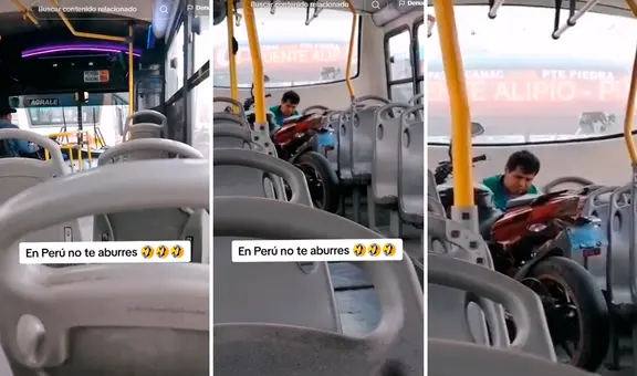 Peruano sube su moto a bus El Chino y usuarios reaccionan: “Quiere ahorrar gasolina”