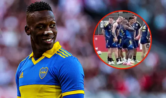 La reacción viral de Luis Advíncula 'boxeando' en los entrenamientos de Boca previo a la final