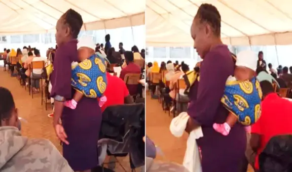 Profesora carga al bebé de su alumna mientras ella da su examen y tierna escena se hace viral