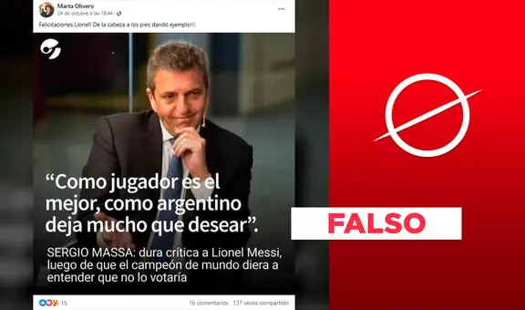 Sergio Massa no dijo sobre Lionel Messi que "como argentino, deja mucho que desear"