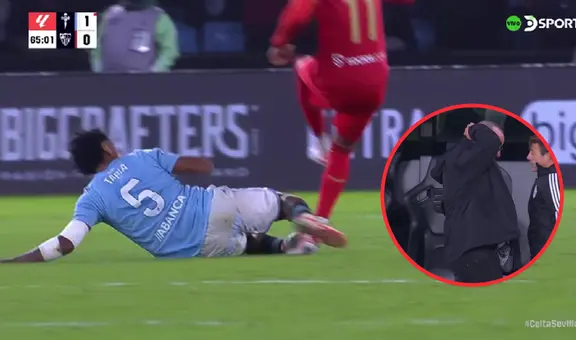 Renato Tapia fue expulsado de Celta tras fuerte falta que provocó incómodo gesto de 'Rafa' Benítez