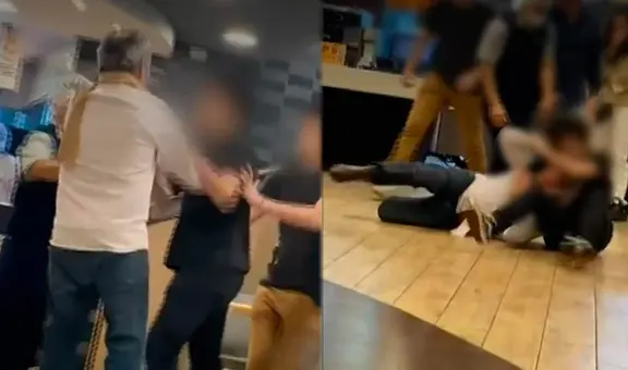 Miraflores: sujetos protagonizan discusión y terminan agarrándose a golpes en local de comida