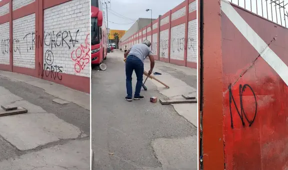 Barristas de la 'U' irrumpieron Videna para protestar designación de Ordóñez y pintaron paredes