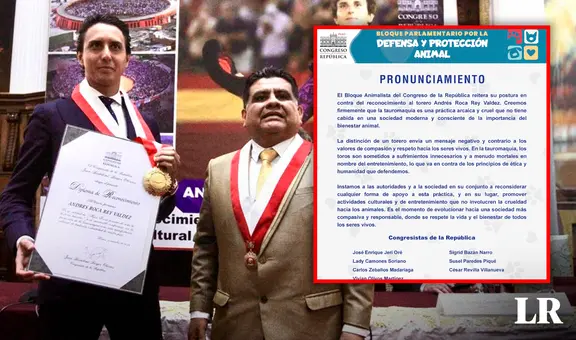 Bloque animalista del Congreso rechaza condecoración cultural a torero Andrés Roca Rey