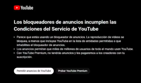 Denuncian a YouTube por impedir usar bloqueadores de anuncios: "Viola privacidad de usuarios"