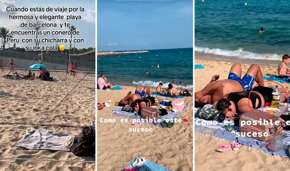 Peruano encuentra a pareja disfrutando de una Inca Kola en playa de Barcelona: “El sabor nacional”