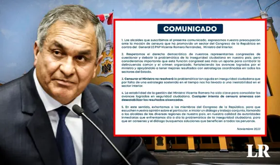 Lima: 35 alcaldes respaldan al ministro del Interior pese al aumento de inseguridad