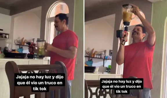 Hombre realiza singular truco para licuar tras corte de luz: “En TikTok me han enseñado todo lo que sé”